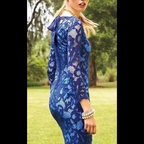 Lilly Pulitzer Aaliyah Two-Tone Blue Romantic Corded Lace Dress - Picture 2 of 14